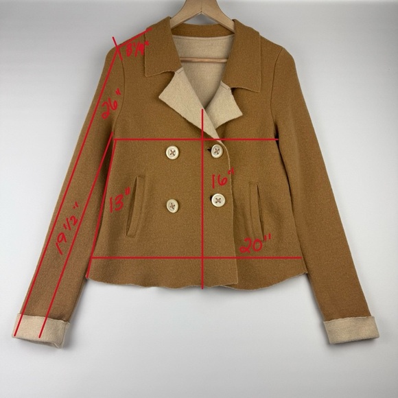 Anthropologie HWR Monogram Women’s M Camel Wool Cropped Jacket - Picture 7 of 8